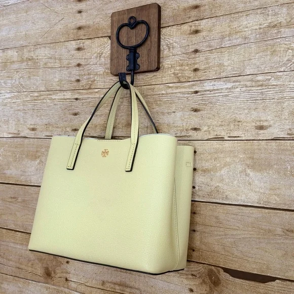 Tory Burch Small Blake Pebble Leather Tote - Lemon Sugar NWT